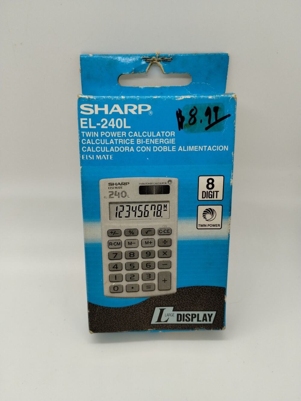 Sharp EL-240L Twin Power Electronic Handheld Calculator Large Display